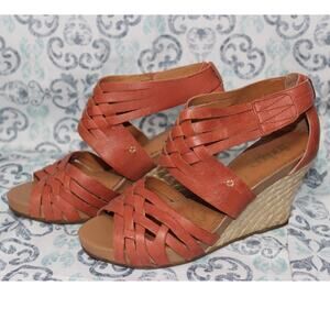 Clarks Indigo Sky Pocomo Wedge Sandal in‎ Burnt Orange Size 7M